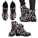 Alice In Wonderland Boots Psychedelic Combat Boots  Trippy Steampunk Alice Boots for Women  Optical Illusion Womens Combat Boots