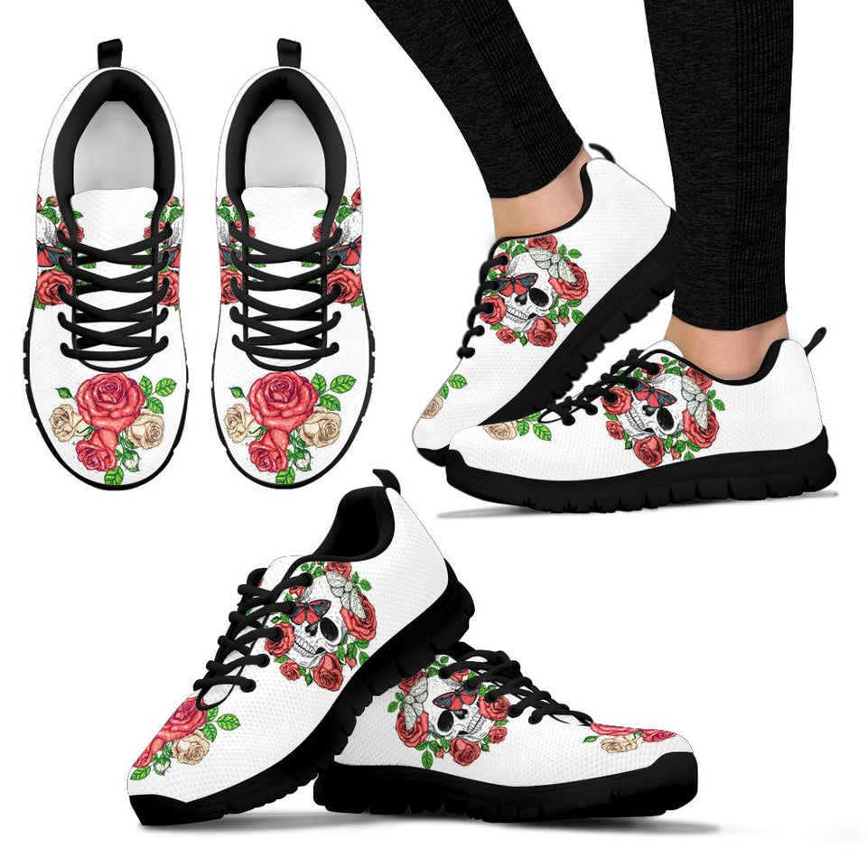 Skull and Roses, Gothic Hiking Boots, Women_s Boots, Vegan Leather, Combat Style Boots, Emo Punk Boots, Sneakers