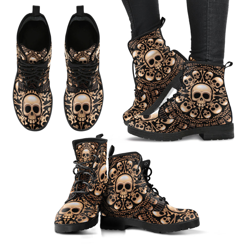 Leather Boots Women, Womens Skull Boots, Handmade Shoes