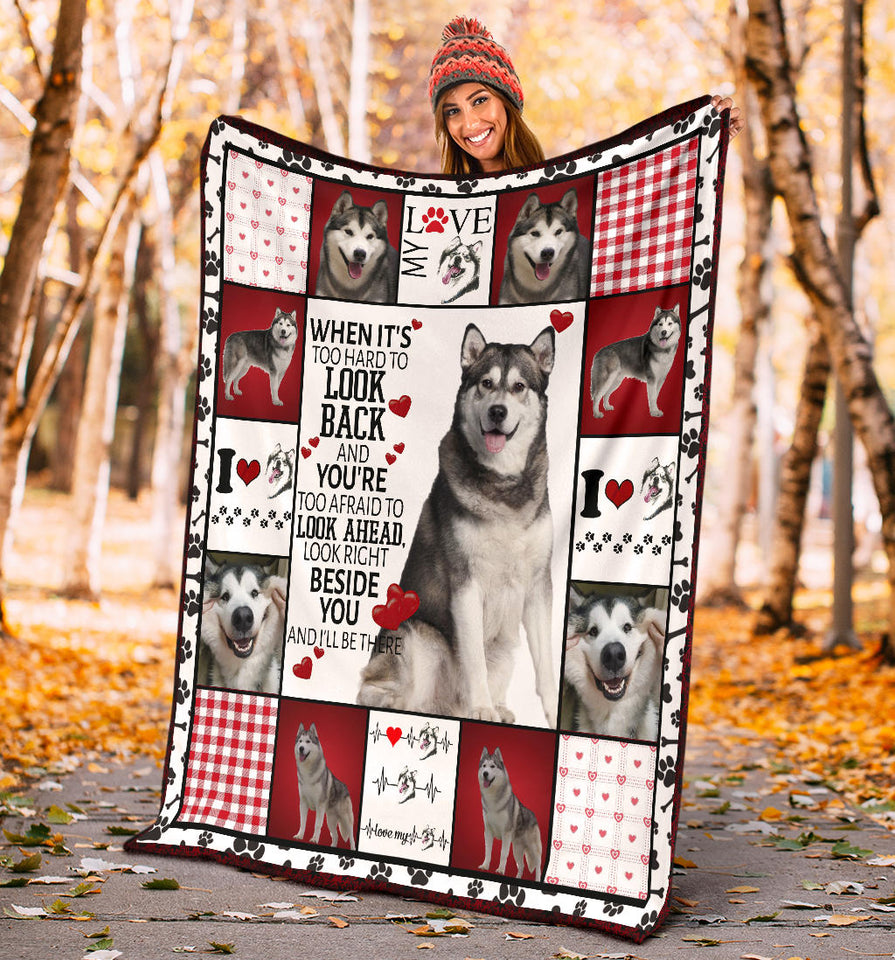 Husky Dog Fleece Throw Blanket Quilt I will always be by your side