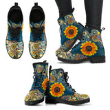 Manadala Peace Sign, Purple Black, Women's Boots, Vegan Leather