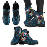 Colored Butterfly, Sugar Skull, Vegan Leather, Leather Boots Women