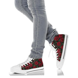 Red Roses Floral Flowers Black High Top
