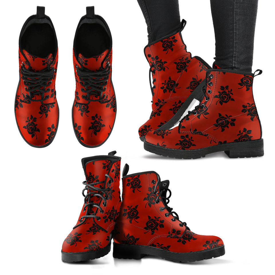 Black Roses, Leather Boots Women, Women's Boots, Hippie, Floral, Handmade Boots, Vegan Leather, Lace Up Boots, Women Girl Gift