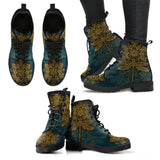 Dragonfly Boots, Golden Mandala, Womens Leather Boots, Hippie, Streetwear