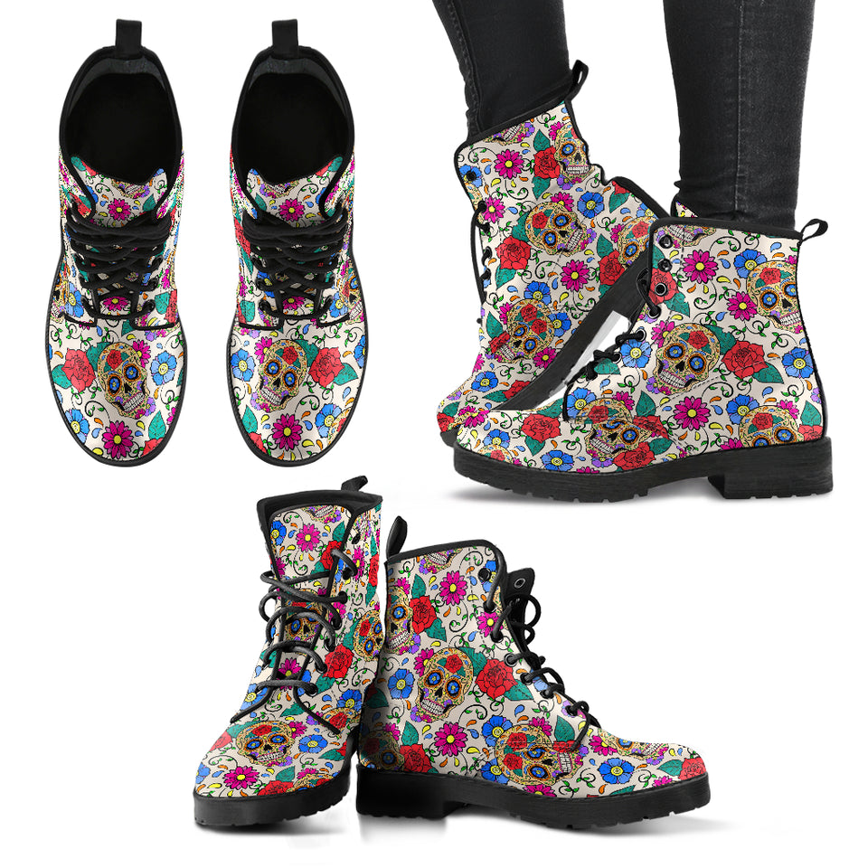 Colourful Skull, Leather Shoes, Womens Skull Boots, Vegan Leather Boots, Winter Boots, Rain Boots Womens, Bohemian Shoes, Hippie Boots