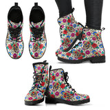 Colourful Skull, Leather Shoes, Womens Skull Boots, Vegan Leather Boots, Winter Boots, Rain Boots Womens, Bohemian Shoes, Hippie Boots
