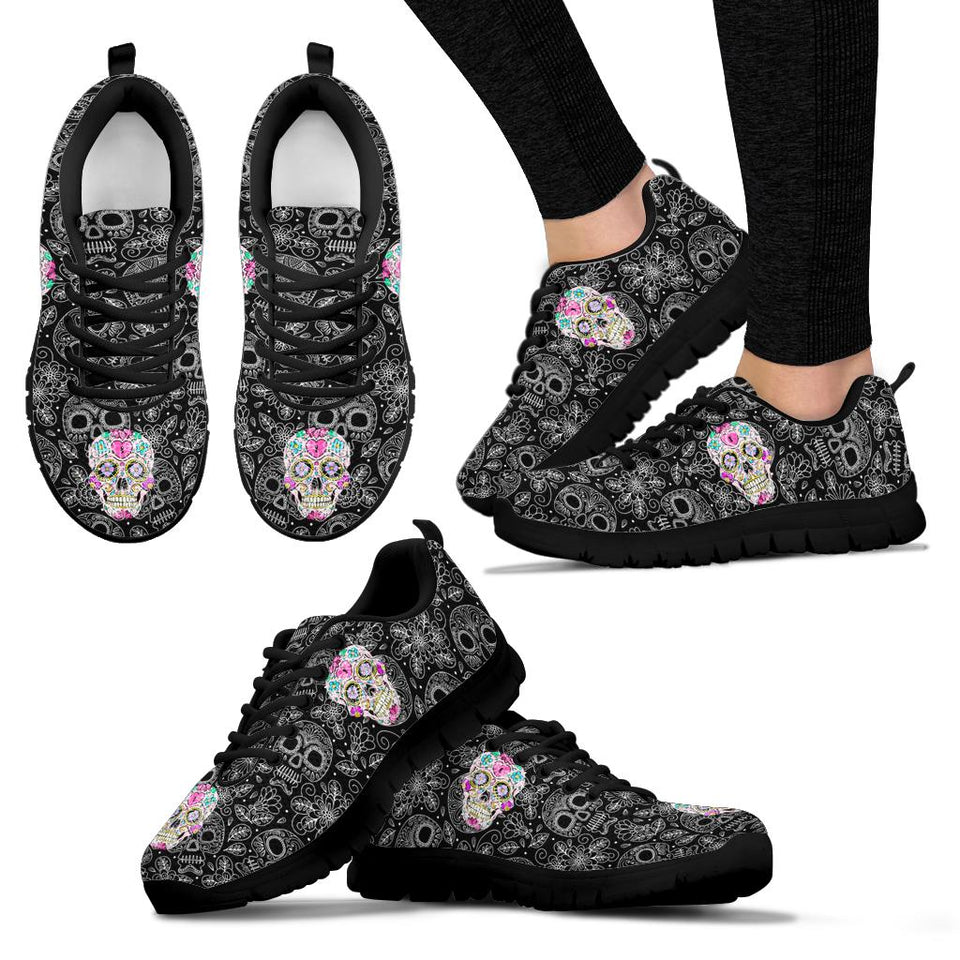 Sugar Skull Design, Womens Leather Boots SNEAKERS