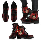 Mexican Skull Girl, Womens Leather Boots, Skull Shoes, handcrafted boots, snow boots women, Rain Shoes, womens outdoor boots, Ankle Booties