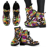 Kawaii Cat Halloween Women's Canvas Boots, Halloween Boots