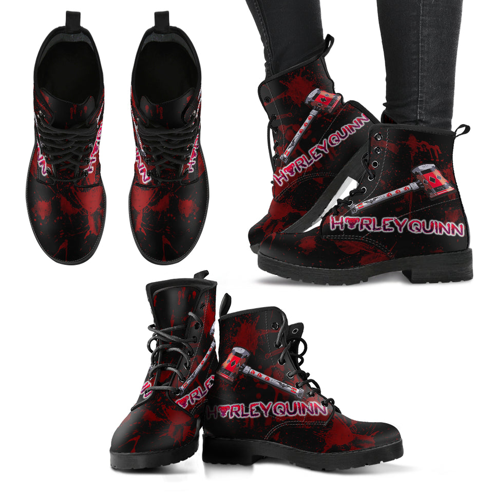 Harley Quinn Neon Sign Women's Canvas Boots