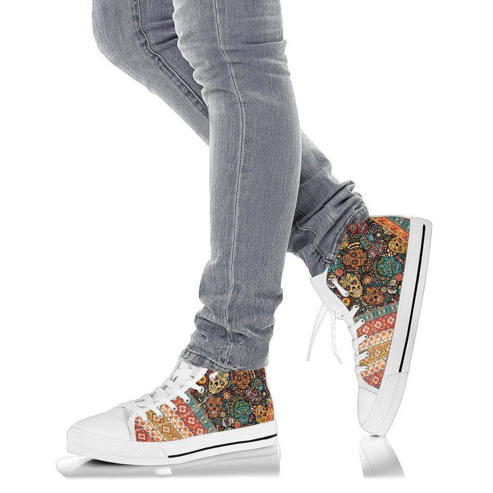 Santa Muerte Custom Sneakers, Sugar Skull Custom Shoes, Santisima Muerte Hand Painted Shoes