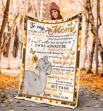 to My Mom I Am Because You are Sunflower Fleece Sherpa Blanket Gift for Mom from Daughter name