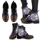 Steampunk Skull, Clockwork Galaxy, Women's Boots, Vegan Leather, Combat Style Boots, Emo Punk Boots, Goth Winter Boots