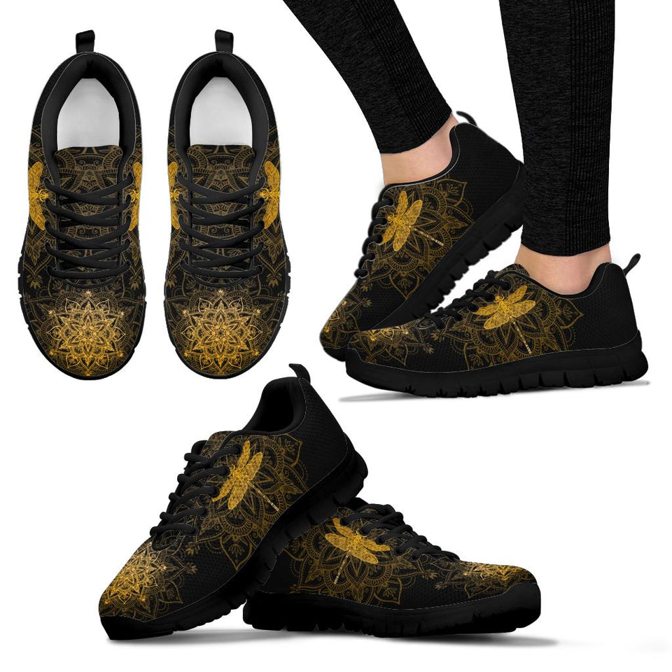 Golden Mandala, Dragonfly Boots, Hippie, Womens Leather