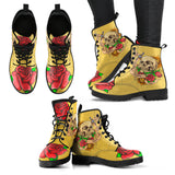 Polar Boots, Sugar Skull, Women's Boots, Yellow Color, Lace Up Boots