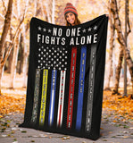 No One Fights Alone First Responders Thin Line American Flag
