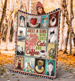 A Girl Who Loves Cats And Coffee Blanket