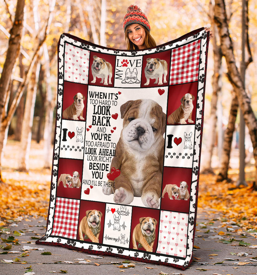 Bull Dog Fleece Throw Blanket Quilt I will always be by your side