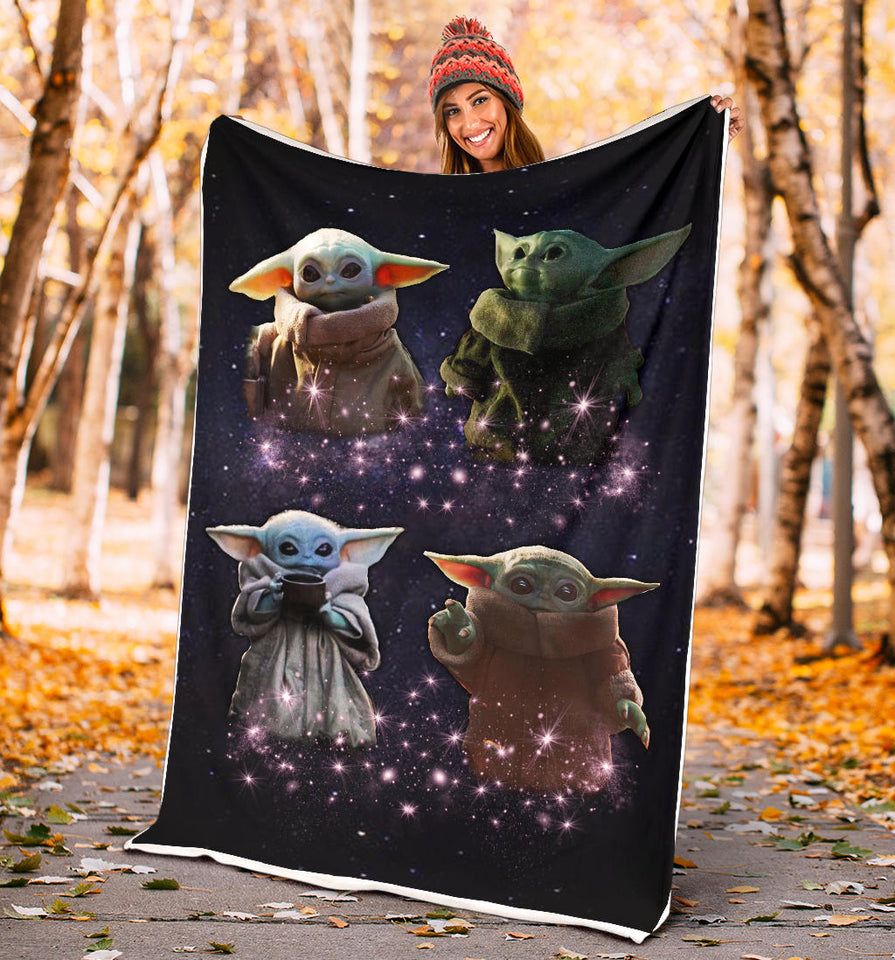Baby Yoda Blanket, Star Wars Blanket - Cozy Plush Fleece, Sherpa Blanket (White) - PL
