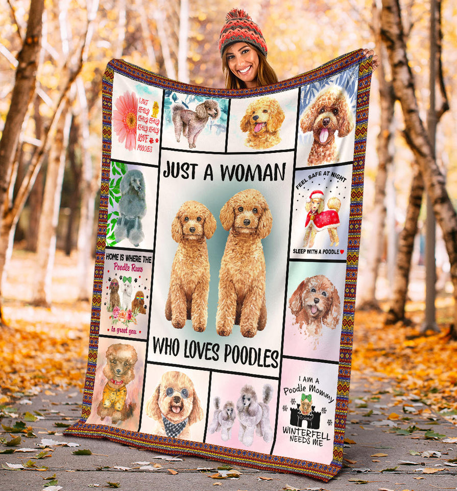Just A Woman Who Loves Poodles Blanket