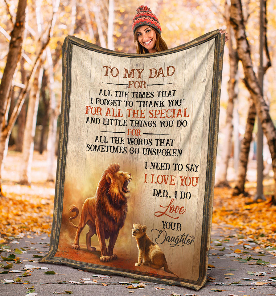 to My DAD Love Your Daughter Lion 3D Custom Fleece