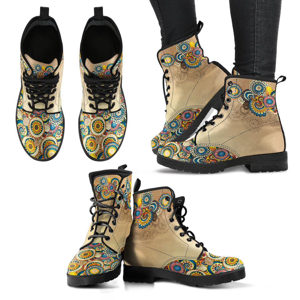 Vintage Hippie, Geometric Abstract, Women's Boots, Vegan Leather