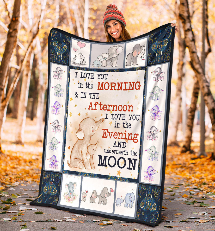 Elephant Blanket I love you in the morning and in the afternoon Quilt copy