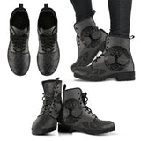 Grey Tree of Life, Handcrafted boots, Vegan Leather, ankle Boots Women