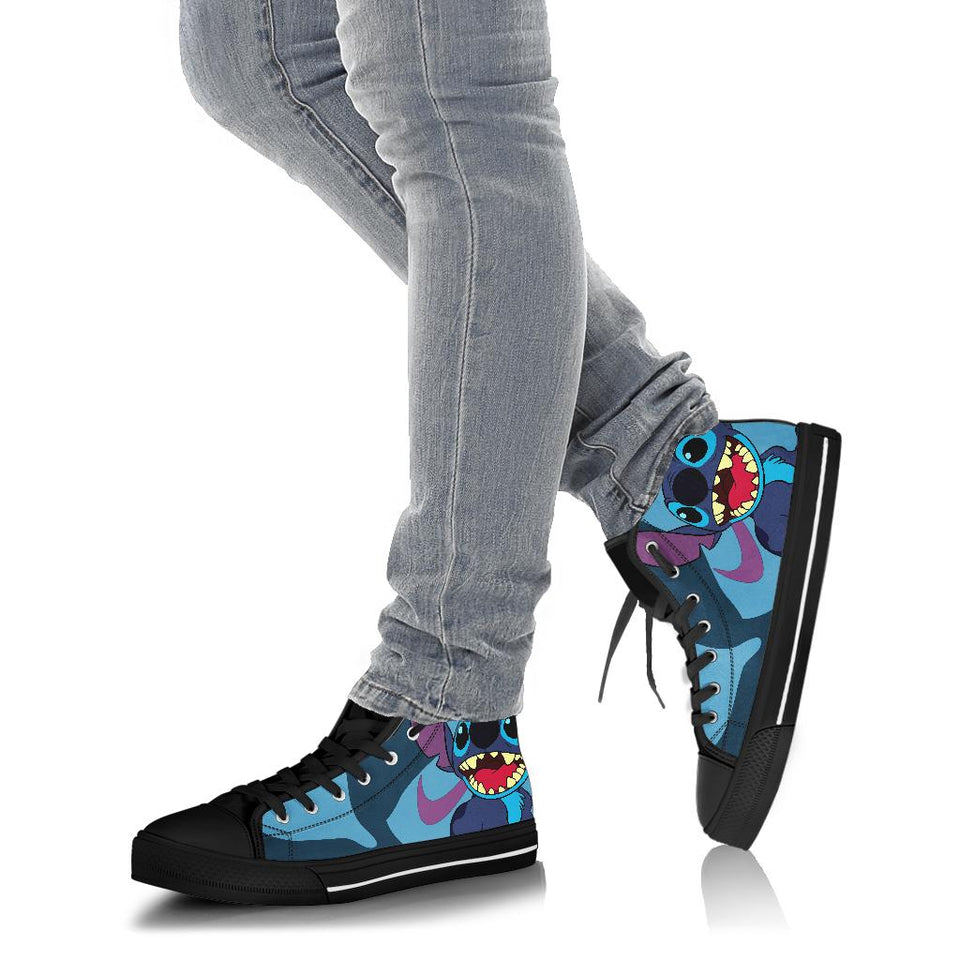 Stitch High Top Shoes, Lilo & Stitch Unisex Sneaker Shoes, Stitch Black Shoes