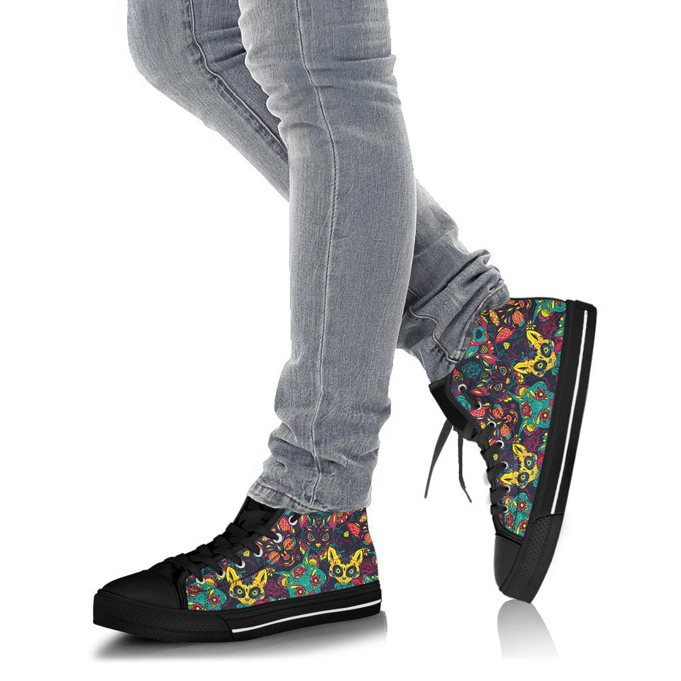 Skull Cat, Leather Shoes, Womens Skull Boots high top