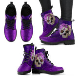 Crystal Skull, Gothic Hiking Boots, Women's Boots, Vegan Leather, Combat Style Boots, Emo Punk Boots, Goth Winter Boots