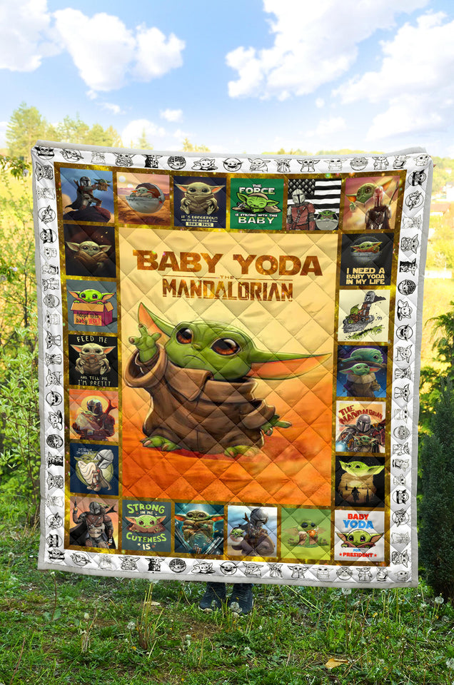 Baby Yo-da Quilt Star-Wars Quilt Mandalorian Quilt - Yo-da Funny Quilt Gift Idea For Men Women - Birthday Gift Quilt for Sofa Chair Bed Office Travelling Camping - Lap Blanket (45 x 50 inches) PL