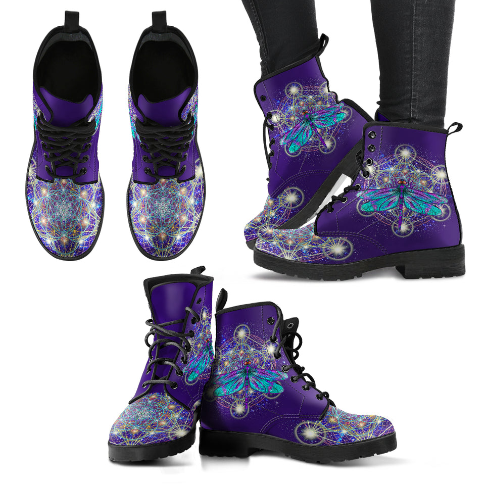 Green Dragonfly, Lace Up Boots, Handmade Boots, Vegan Leather, Chakra, Spiritual, Festival Boots, Forest Nature, Rain Boots, Classic Boot