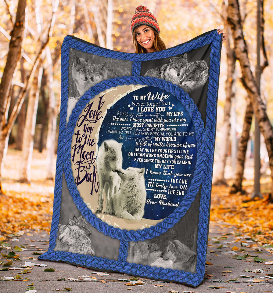 To My Wife I Love You To The Moon And Back Blanket