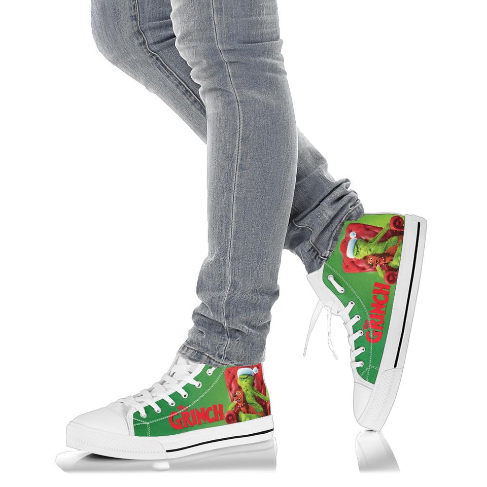 Grinch Christmas High Top, The Grinch Canvas Shoes Grinch Unisex Hightop Sneaker