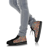 Blue Paisley Mandala, Leather Boots high top