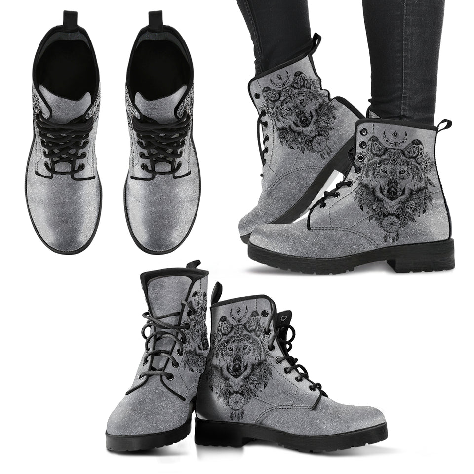 Gray Wolf, Leather Boots Women, Handcrafted Boots, Streetwear, Women Winter Boot