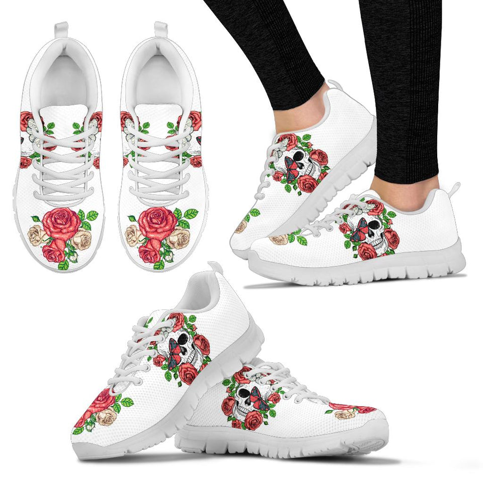 Skull and Roses, Gothic Hiking Boots, Women_s Boots, Vegan Leather, Combat Style Boots, Emo Punk Boots, Sneakers