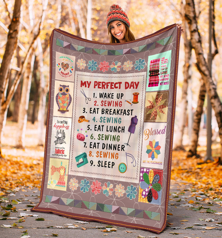 My Perfect Day, I Love Sewing Blanket copy