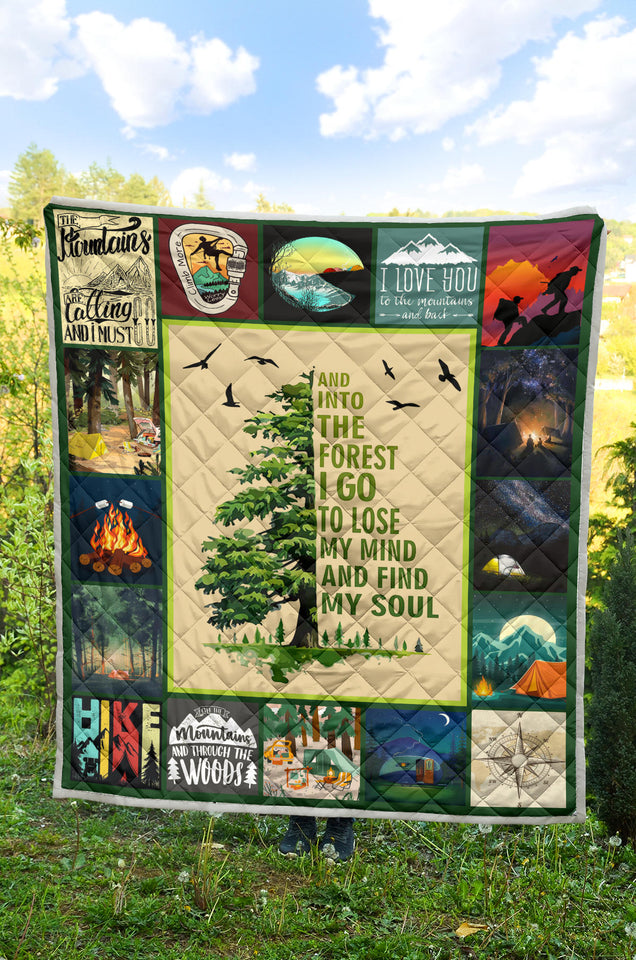 hiking mountain Milestone Blanket, Mountain Blanket - and Into The Forest I Go to Lose My Mind and Find My Soul Blanket