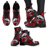 Skull Rose Design, womens Leather Shoes, skull boots women, Handmade Shoes, Womens Winter Boots, Rain Boots women, Bohemian Style