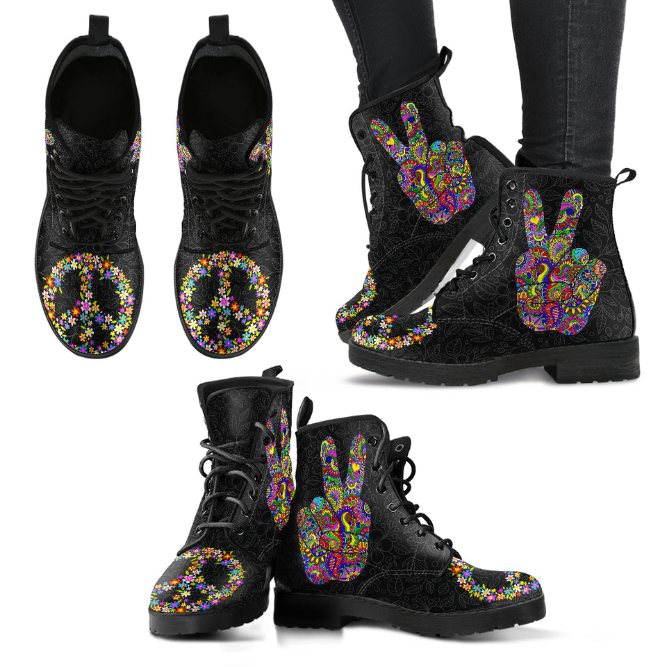 Peace Sign Symbol, Meditation Zen Yoga, Women's Boots