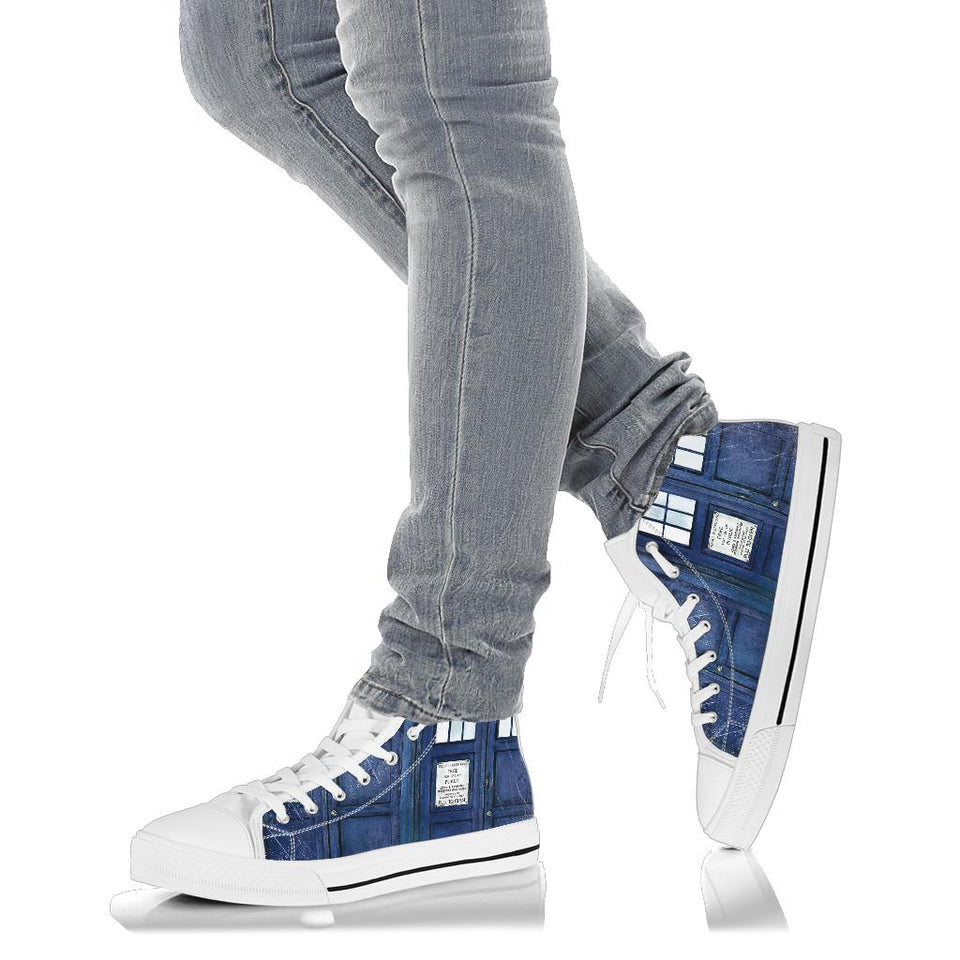 Doctor Who Custom Sneakers, TARDIS Custom Shoes, Bad Wolf Hand Painted Shoes