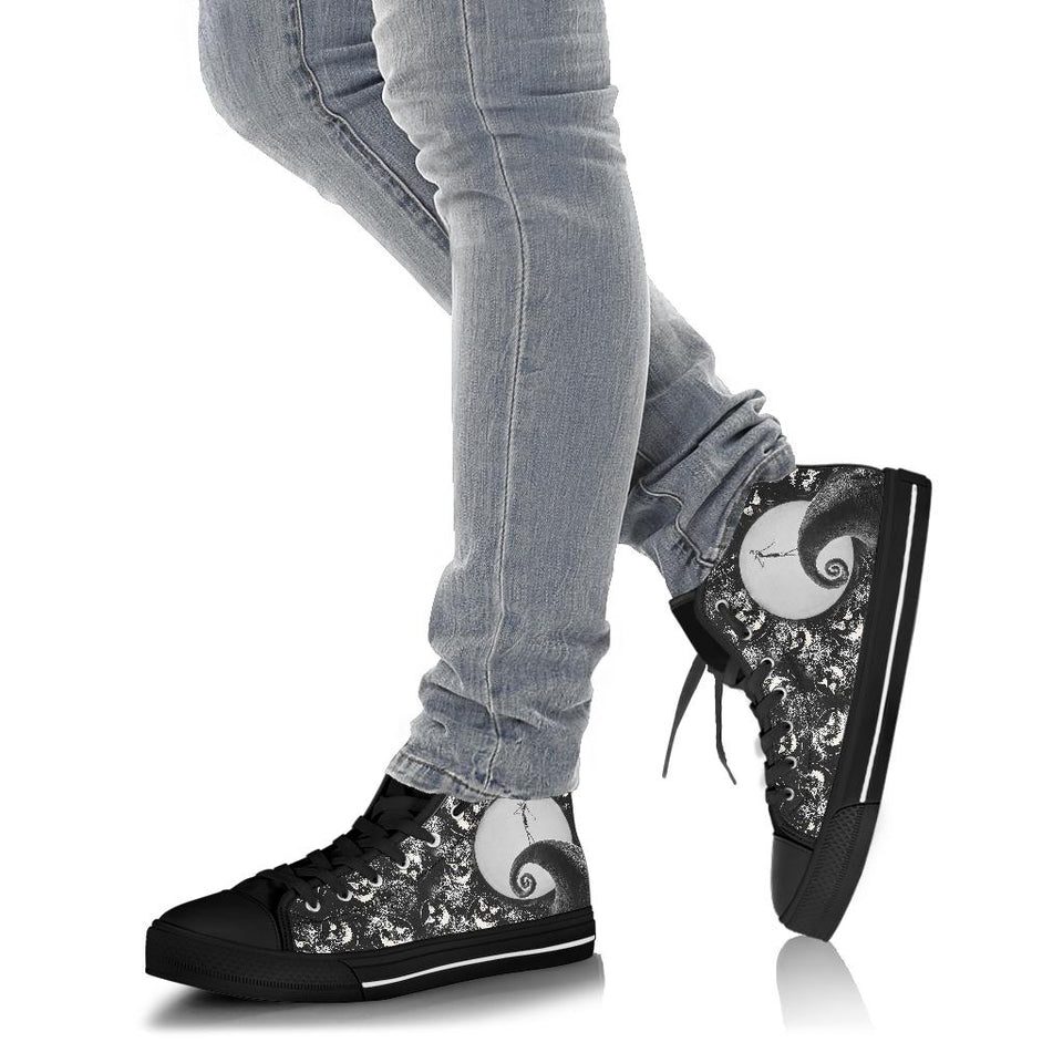Nightmare Before Christmas High Top Sneaker, Jack Skellington Unisex Black Shoes Black