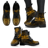Golden Mandala, Dragonfly Boots, Hippie, Womens Leather