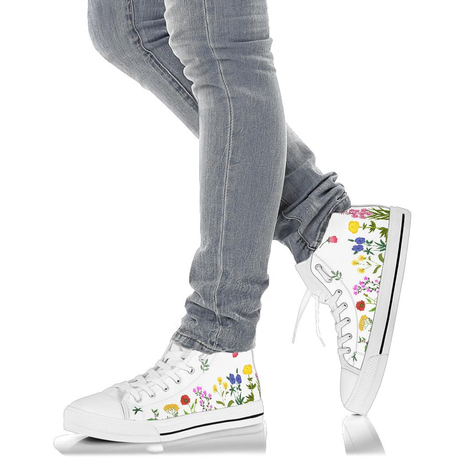 Wildflowers hand painted shoes colourful flowers personalised canvas Shoes