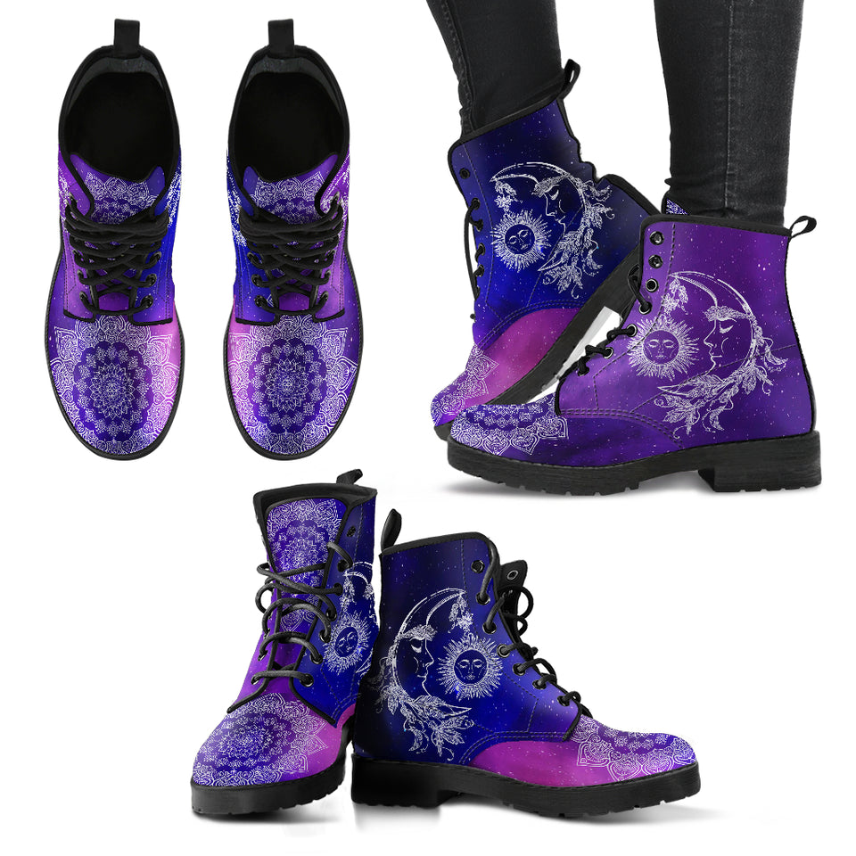 Sun Moon, Handcraft Boots, Womens Boots, Leather Shoes, Vegan Boots