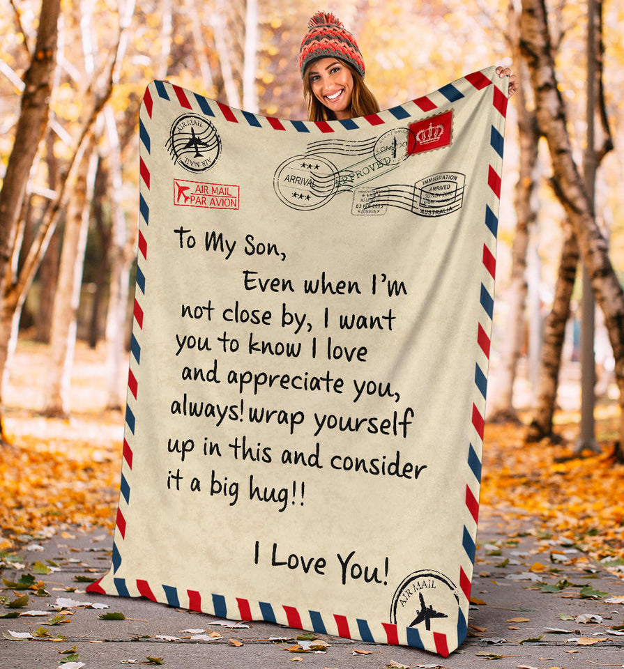 To My Son I Love You Letter Blanket