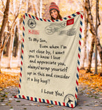 To My Son I Love You Letter Blanket